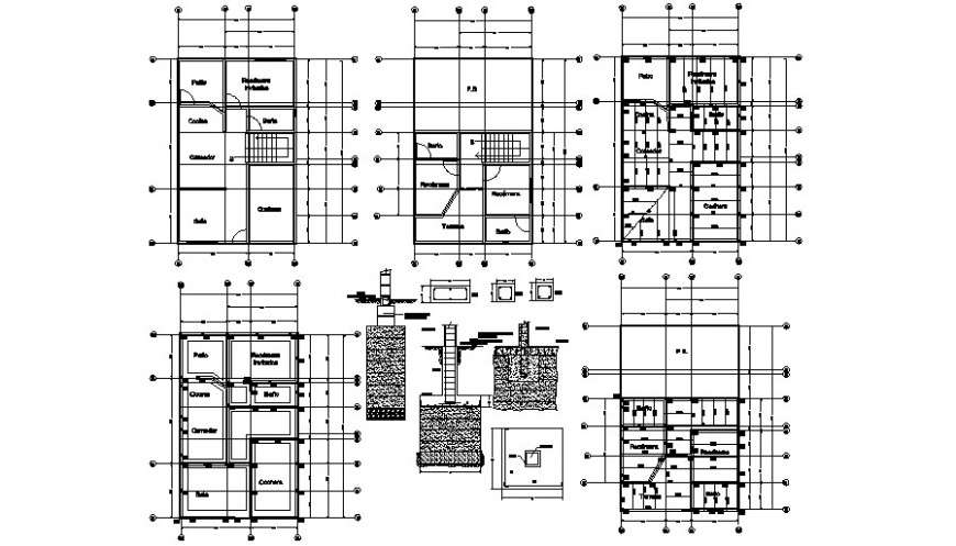 Foundation of structural design cad file - Cadbull