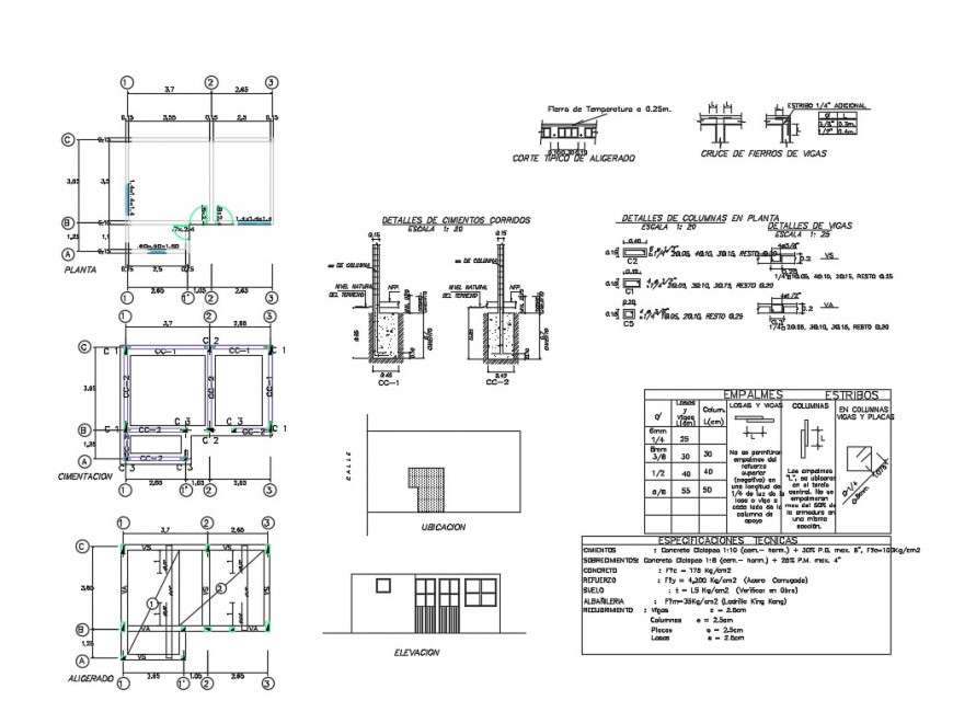 Foundation plan, structure and auto-cad details of house dwg file - Cadbull