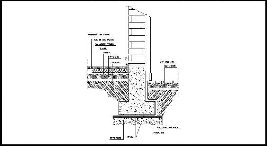 Foundation sectional with floor level - Cadbull