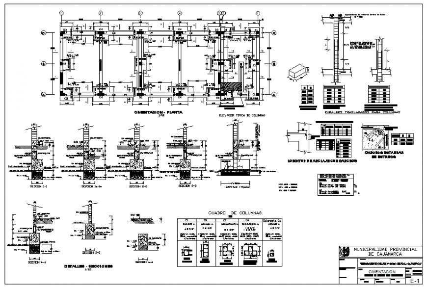 Foundation structure detail elevation dwg file - Cadbull