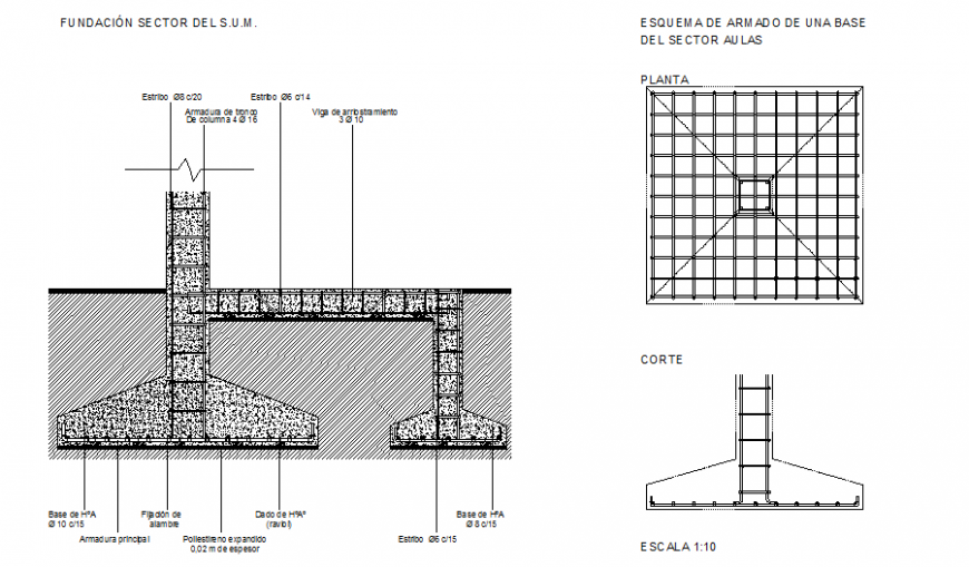 Foundation structure drawing in dwg file. Cadbull