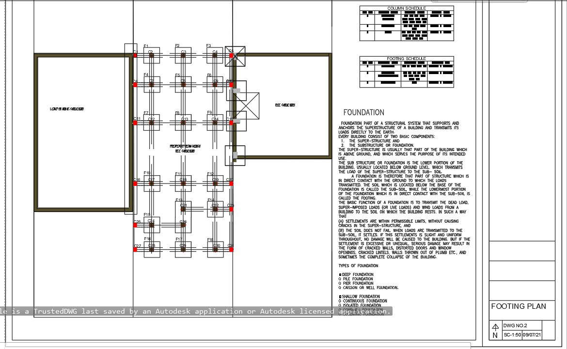 Foundation Plan Drawing Free Download DWG File - Cadbull