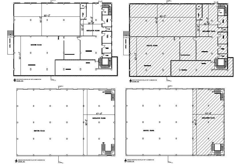 Four floor plan distribution details of industrial