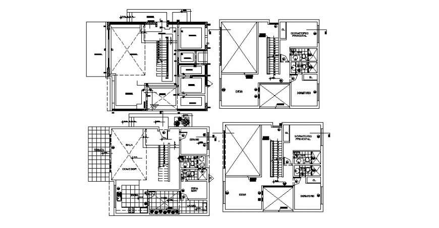Four story house floor layout plan cad drawing details dwg file - Cadbull