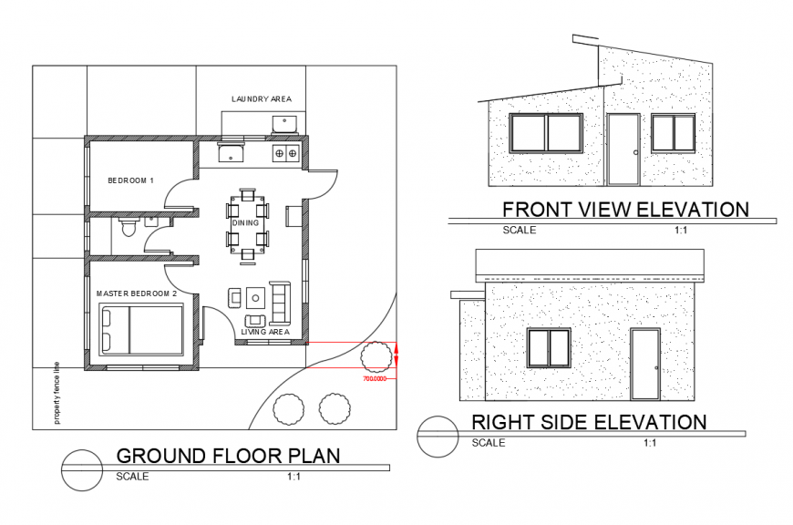 Front And Side Elevation And Plan Of Single Family House Cad Drawing Details Dwg File Cadbull