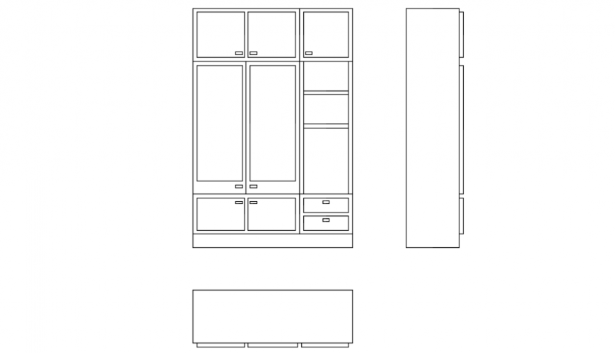 Front elevation of a wardrobe file - Cadbull