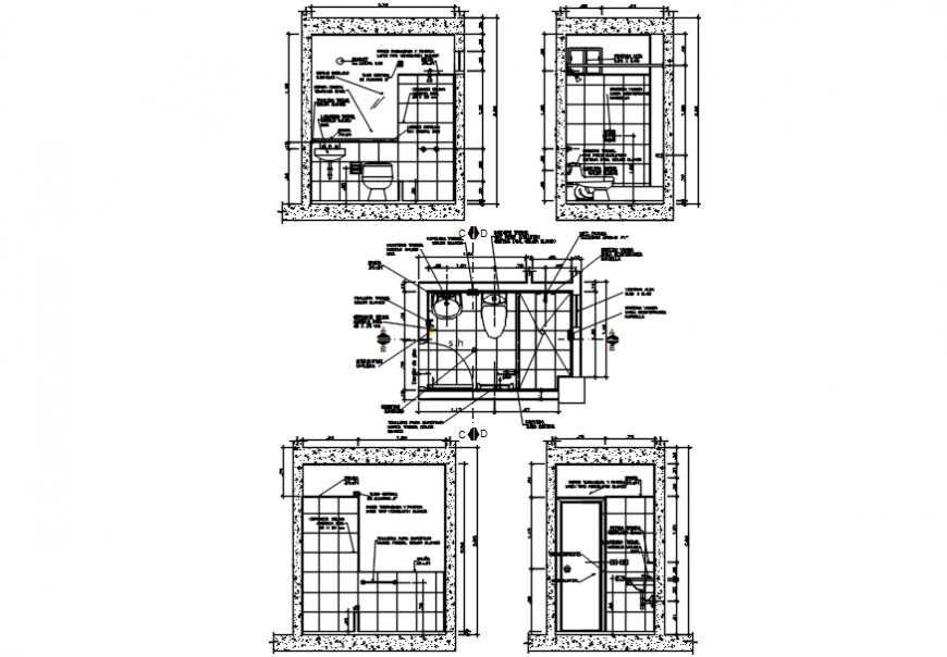 Full Bathroom And Toilet Section Plan And Installation Cad Drawing Details Dwg File Cadbull