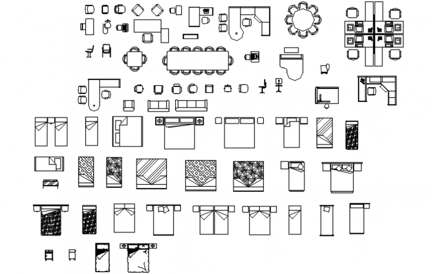 Furniture 2d view blocks detail file - Cadbull