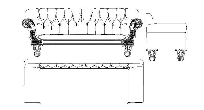 Furniture drawings details  of sofa  set 2d view autocad 
