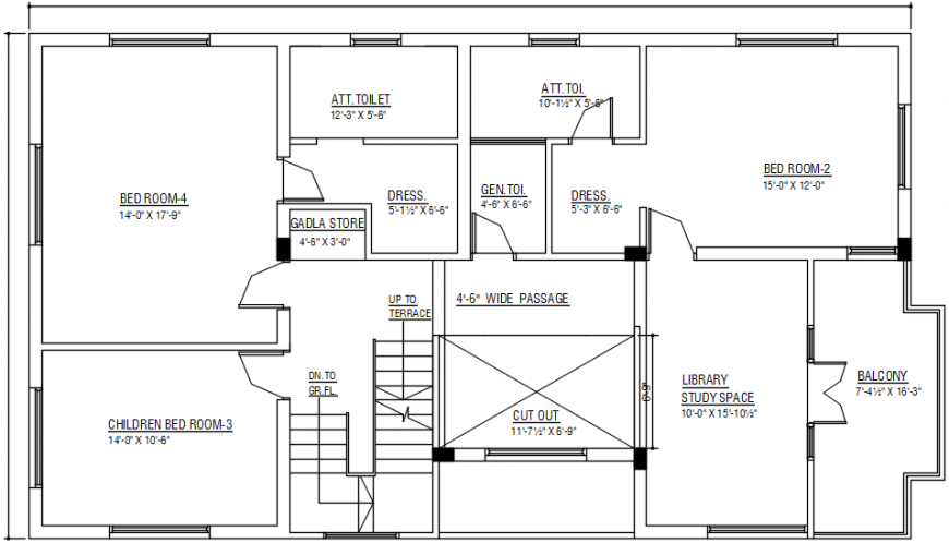 Furniture layout of housing project - Cadbull