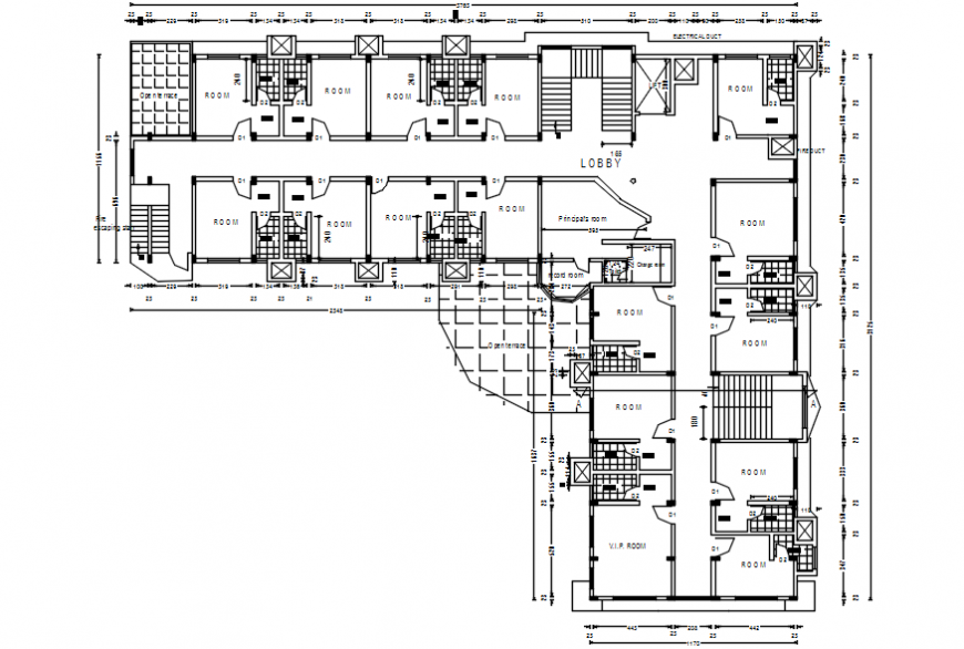 General multilevel hospital building floor plan cad
