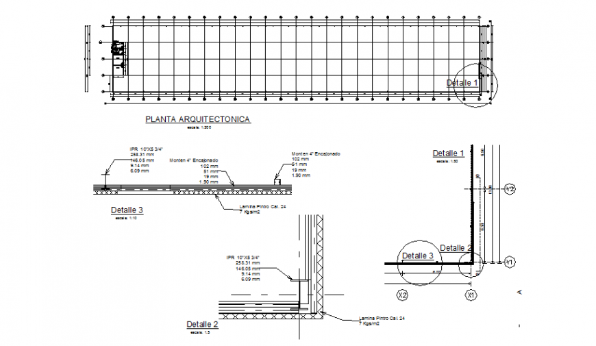 General plan and wall construction details of warehouse dwg file - Cadbull
