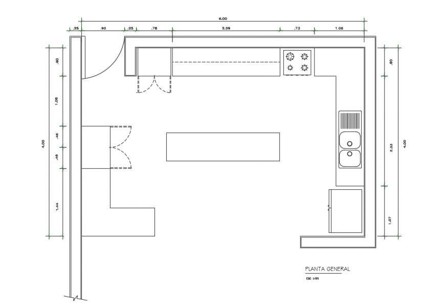 General plan details of house kitchen dwg file - Cadbull