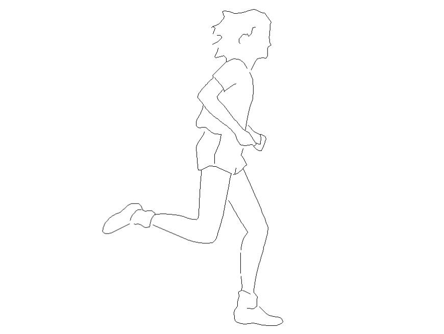 Girl running people act block cad drawing details dwg file - Cadbull