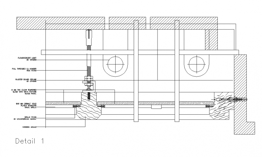 Glass ceiling structural elevation and plan layout autocad file Cadbull