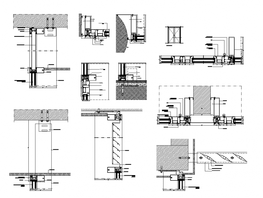 Glass wall systems details elevation 2d view layout dwg file - Cadbull