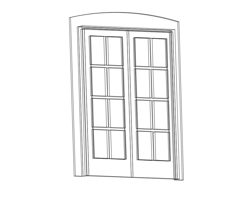 Glaze wooden door front elevation cad block details dwg file - Cadbull