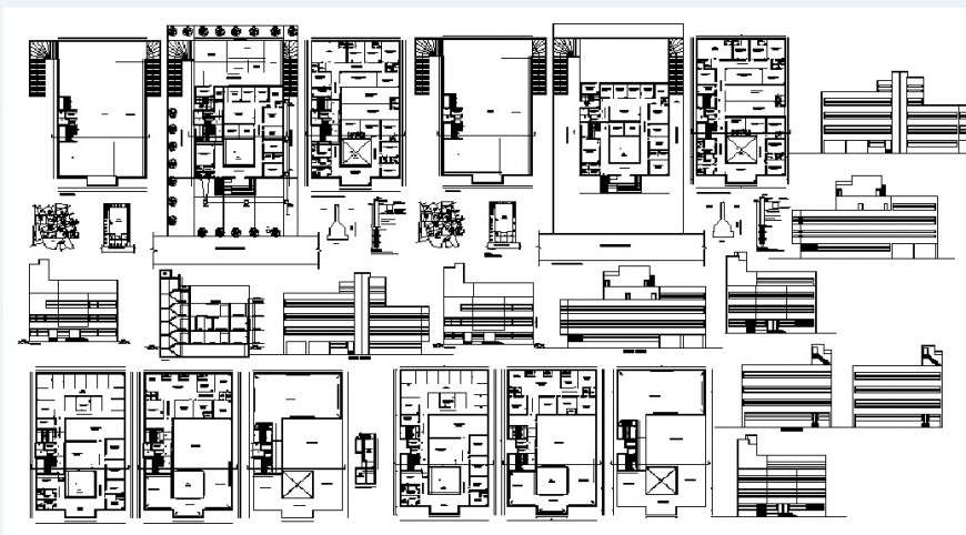 Global hospital elevations, sections and floor plan