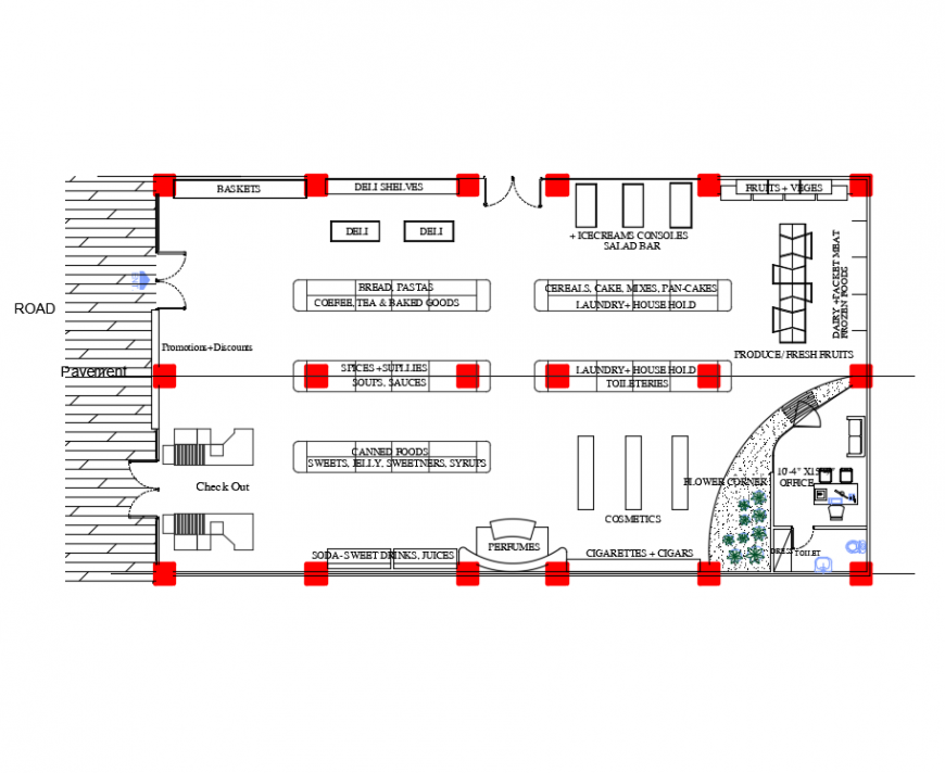 Grocery Store Architecture Layout Plan Details Dwg File Cadbull | My ...