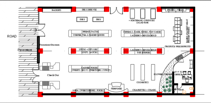 Grocery Store Architecture Layout Plan Details Dwg File Cadbull