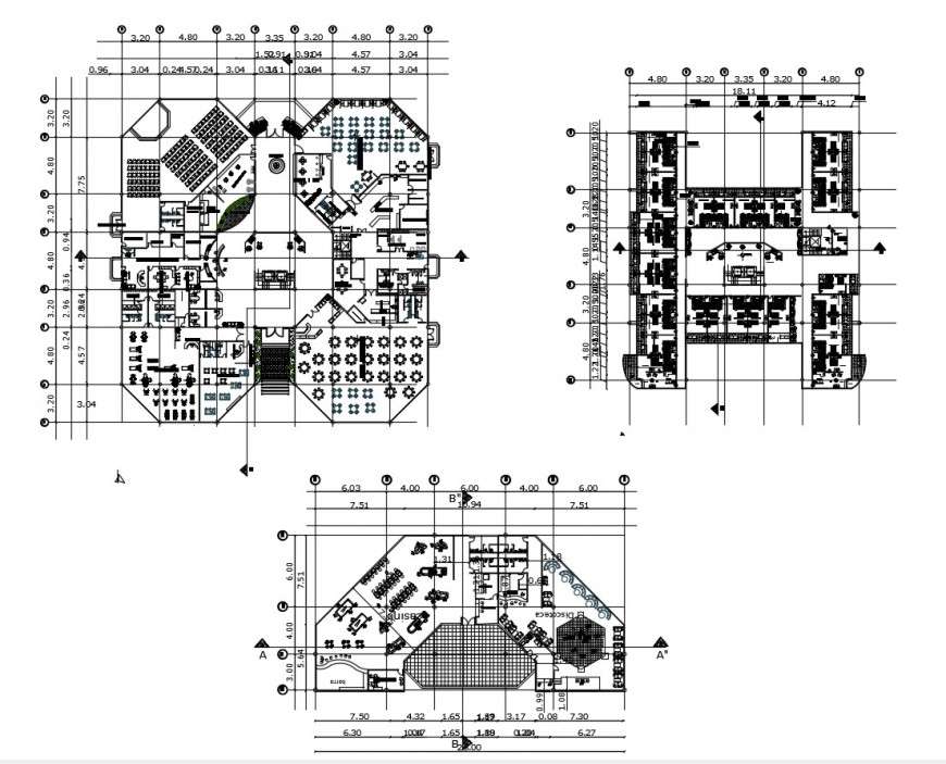 Ground, first and second floor plan details of five star