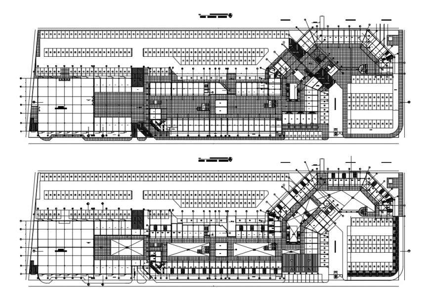 Ground and first floor plan details of shopping mall