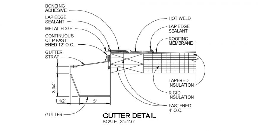 Valley Gutter Section Cad Drawing Download Dwg File Cadbull Images