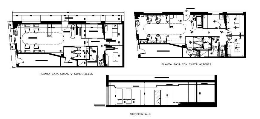 Hair salon store section, layout plan and electric