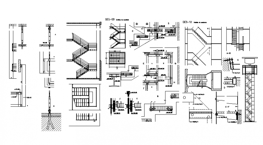 High rise building stair plan and section autocad file - Cadbull