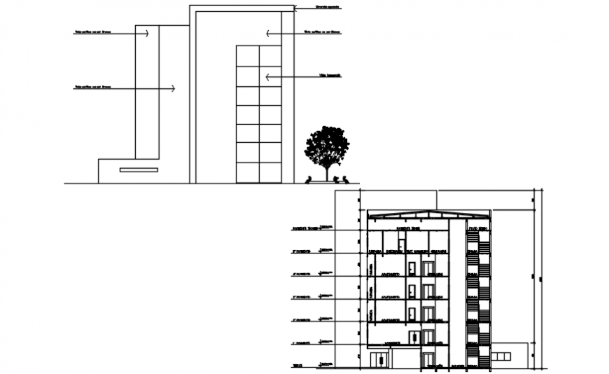 Hospital elevation view in AutoCAD software - Cadbull