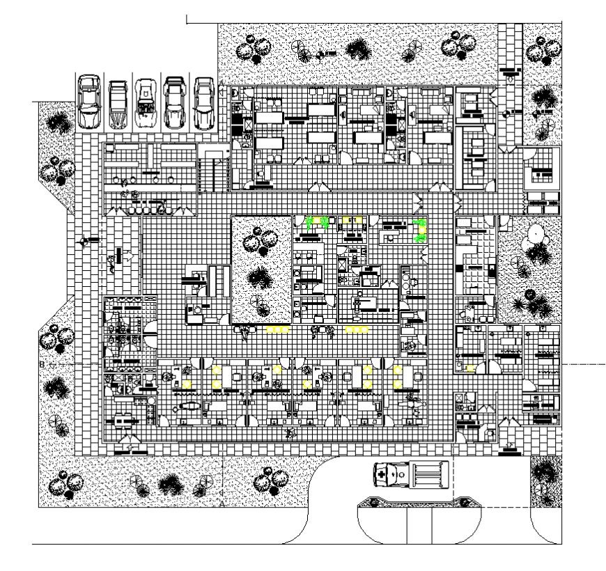 Hospital building structural layout autocad file - Cadbull