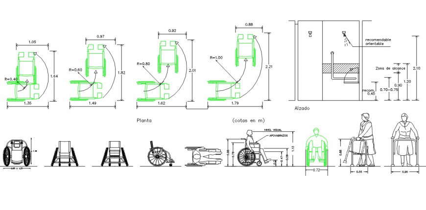 hospital wheelchair detail cad blocks - Cadbull