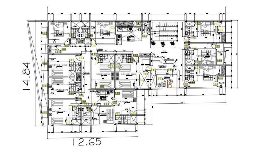 Hostel one-star autocad file - Cadbull