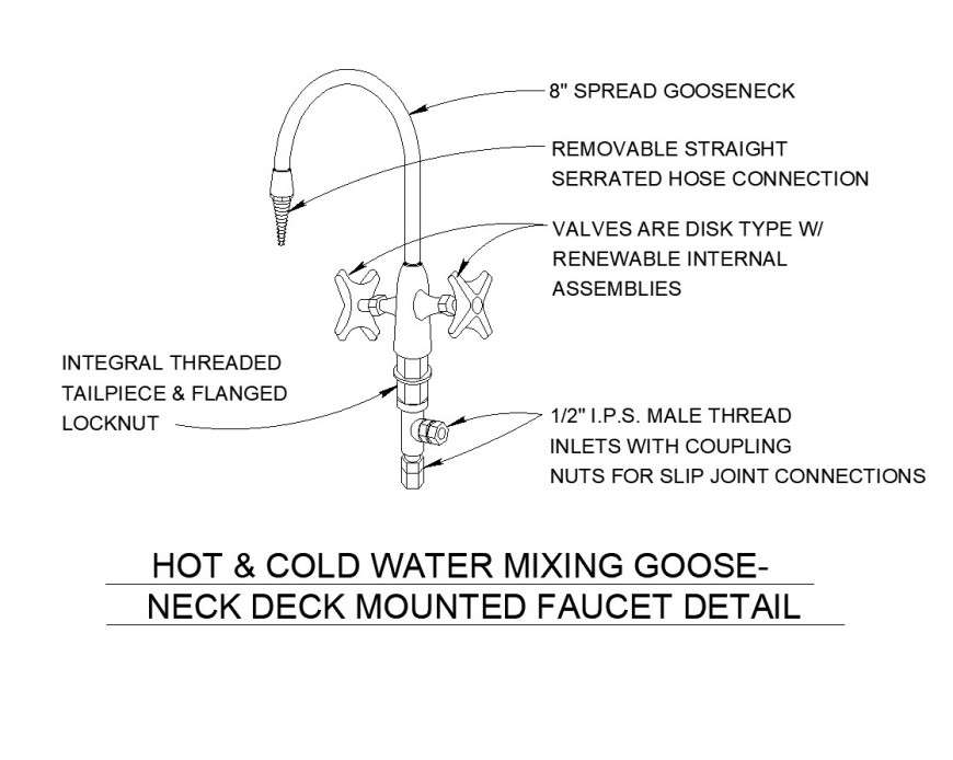 Hot & Cold Water Mixing Gooseneck Faucet Detail Dwg File 08082018041801 