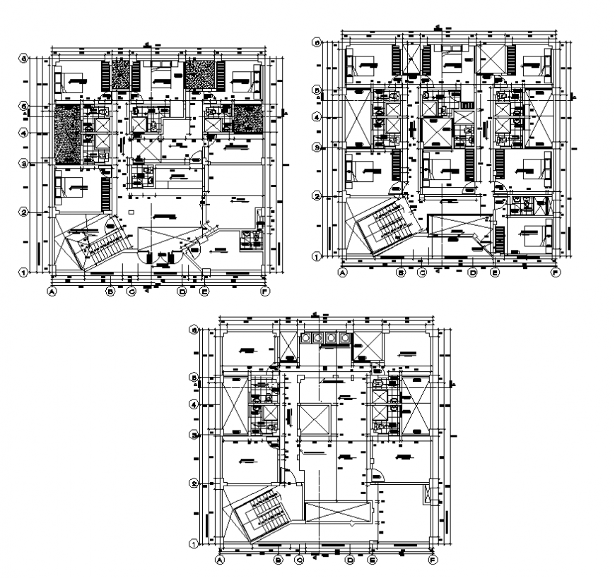 Hotel building detail plan layout autocad file - Cadbull