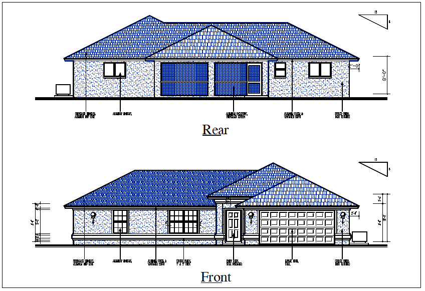 house elevation view detail dwg file - Cadbull