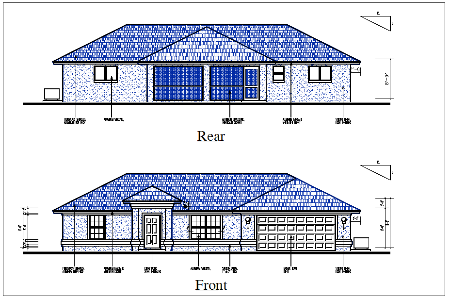 house elevation view detail dwg file - Cadbull