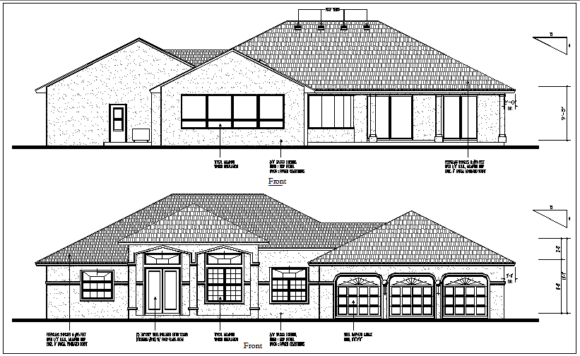 house elevation view detail dwg file - Cadbull