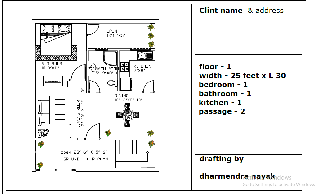 house plan plot size 25 feet Cadbull