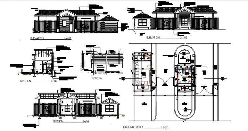  House  drawings plan  elevation  section dwg autocad software  