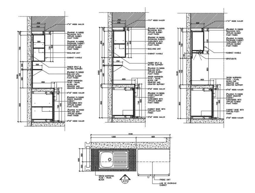 Kitchen Front Constructive Section Cad Drawing Details Dwg File Cadbull