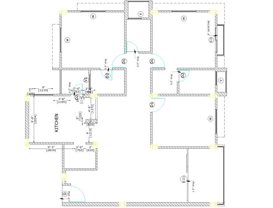 House line plan autocad file - Cadbull