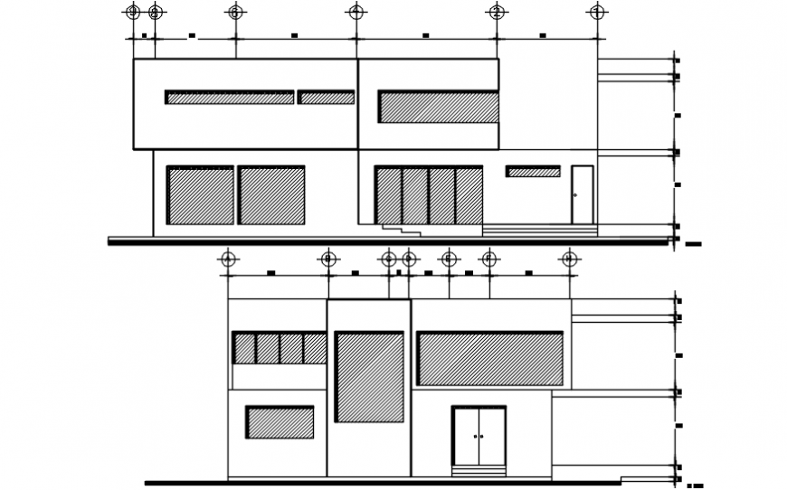  House  simple  front and back elevation cad drawing  details 
