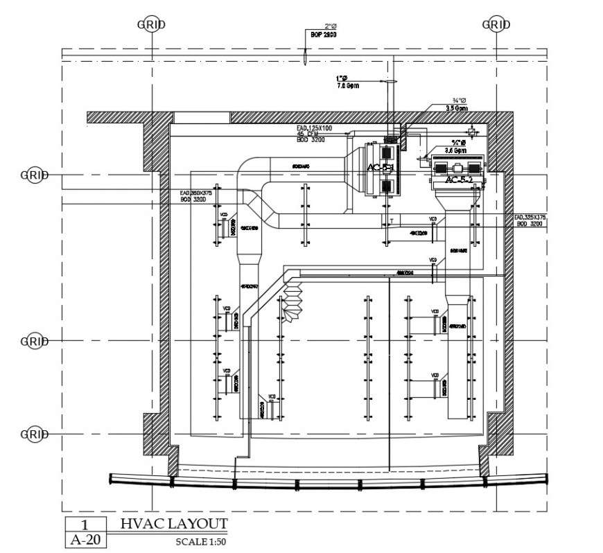 HVAC layout 2d cad drawing of autocad file Cadbull