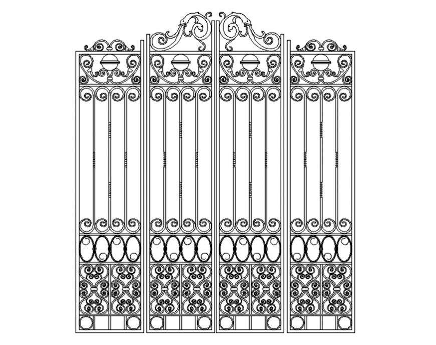 Iron Gate Design Dwg File Cadbull Images