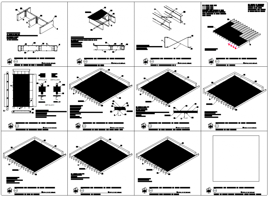 Isometric Plaster Slab View Dwg File Cadbull