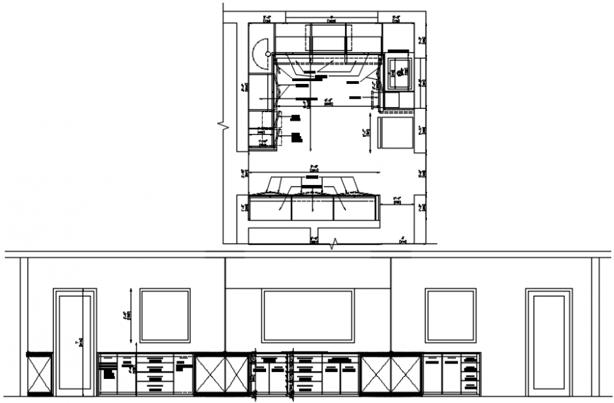 Kitchen furniture 2d model design - Cadbull