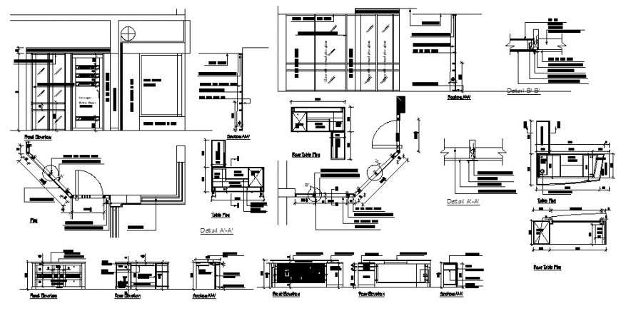 Kitchen furniture elevation, section, plan and carpentry details dwg ...