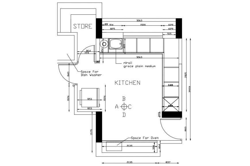  Kitchen  layout 2d CAD  plan details in autocad software 
