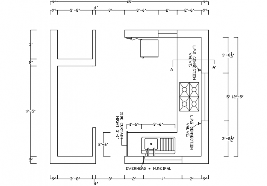 Dimensions Cad Drawing Details Dwg File, Kitchen Plan Dimensions